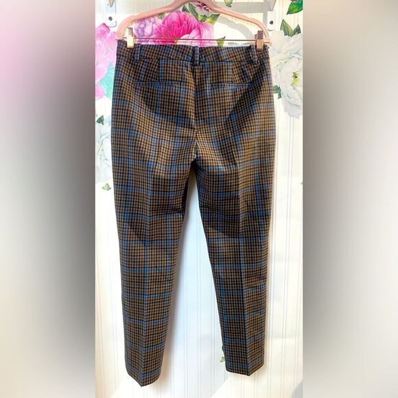 Theory Plaid Trousers in Brown and Blue Sz 6 - Picture 6 of 6